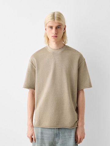 BershkaSweater majica - bež boja: prednji dio
