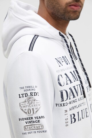 CAMP DAVID - Sudadera con cremallera en blanco: frente