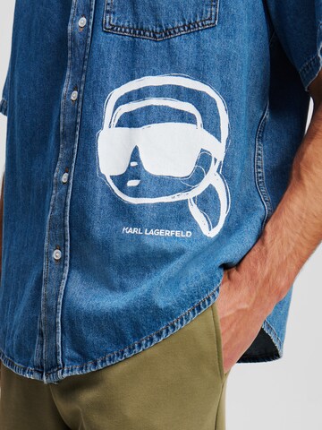 Karl Lagerfeld Comfort fit Button Up Shirt 'Ikon' in Blue