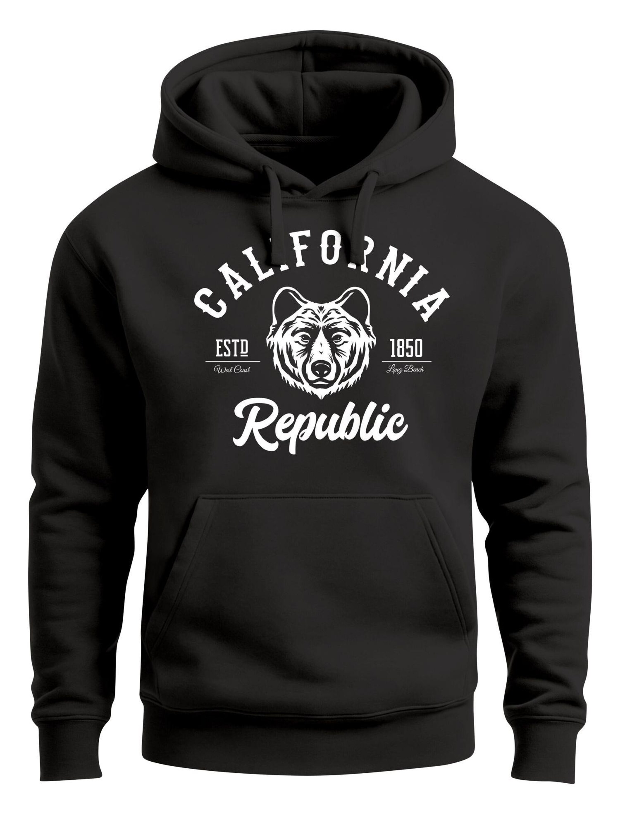 Neverless Sweatshirt 'California Bär' in Black: front