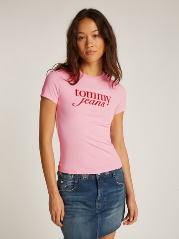 Tommy Jeans Koszulka 'ESSENTIAL' w kolorze różowy: przód