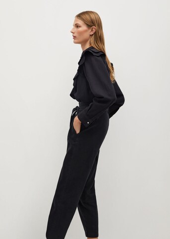 MANGO Regular Pleated Jeans 'Snaps' in Black