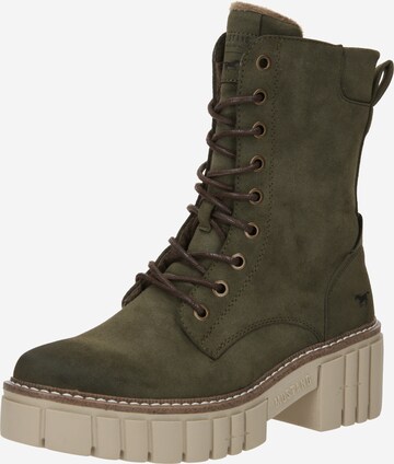 MUSTANG Lace-Up Ankle Boots in Green: front