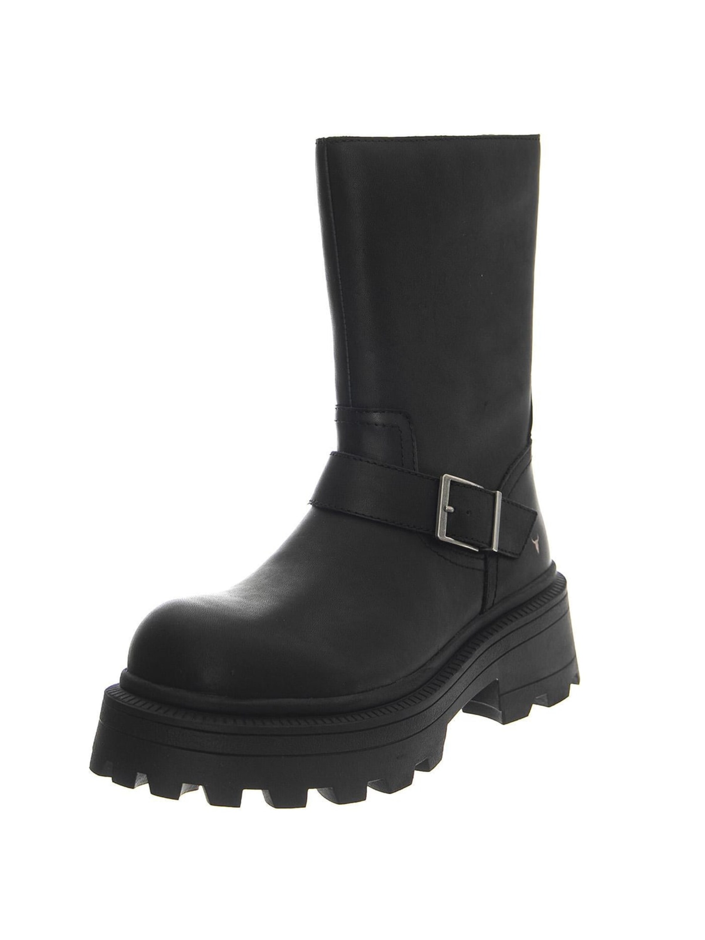 Stivale 'Teasin Black Rock Leather Boots' di Windsor Smith in nero: frontale