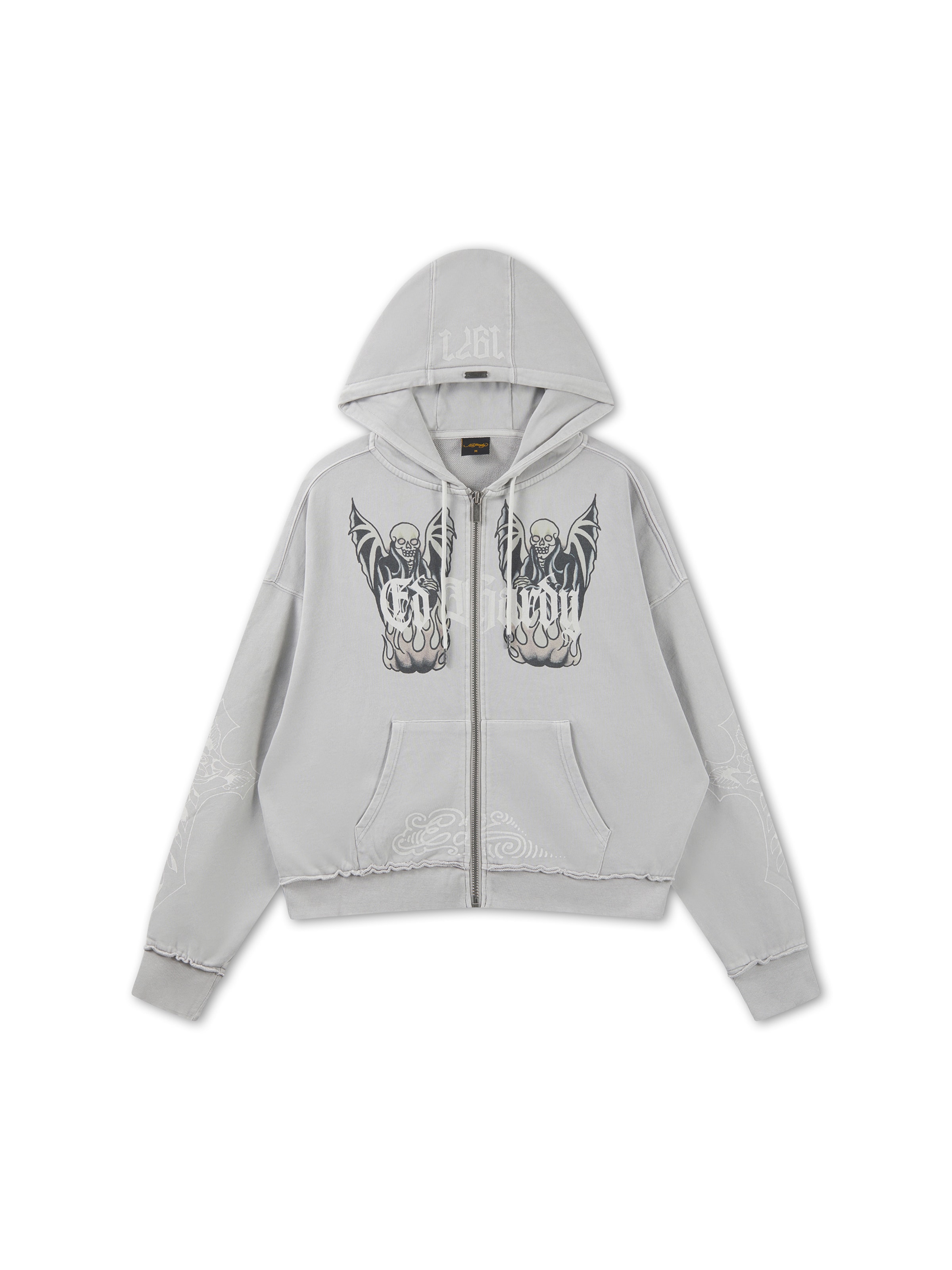 Veste de survêtement 'Gothic Stud' Ed Hardy en gris : devant