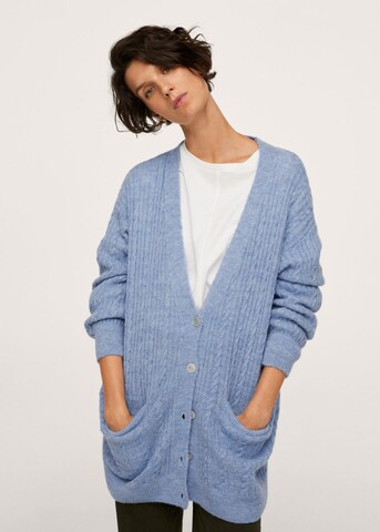 MANGO Knit Cardigan in Blue: front