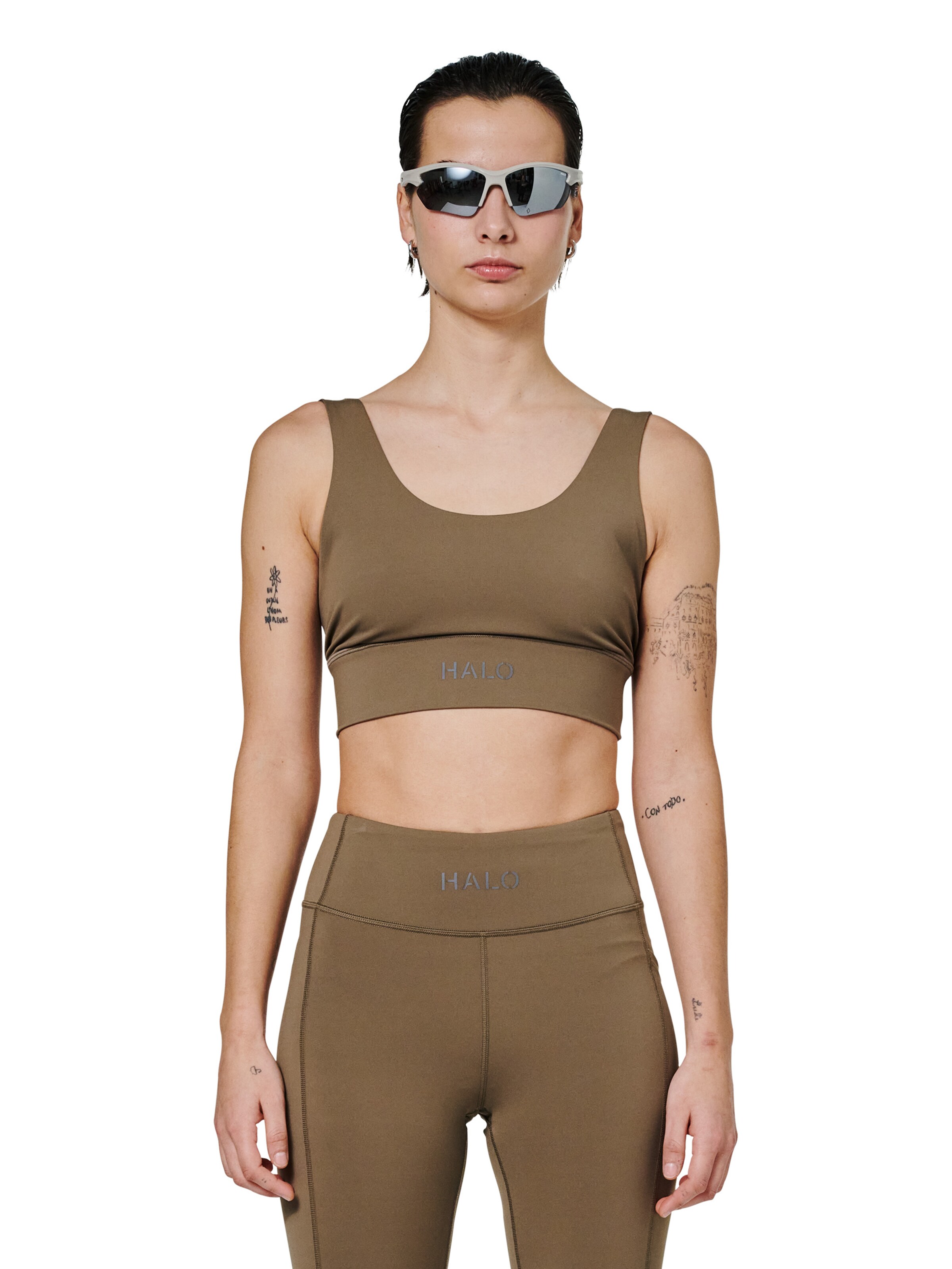 Bustier Haut de sport HALO en marron : devant