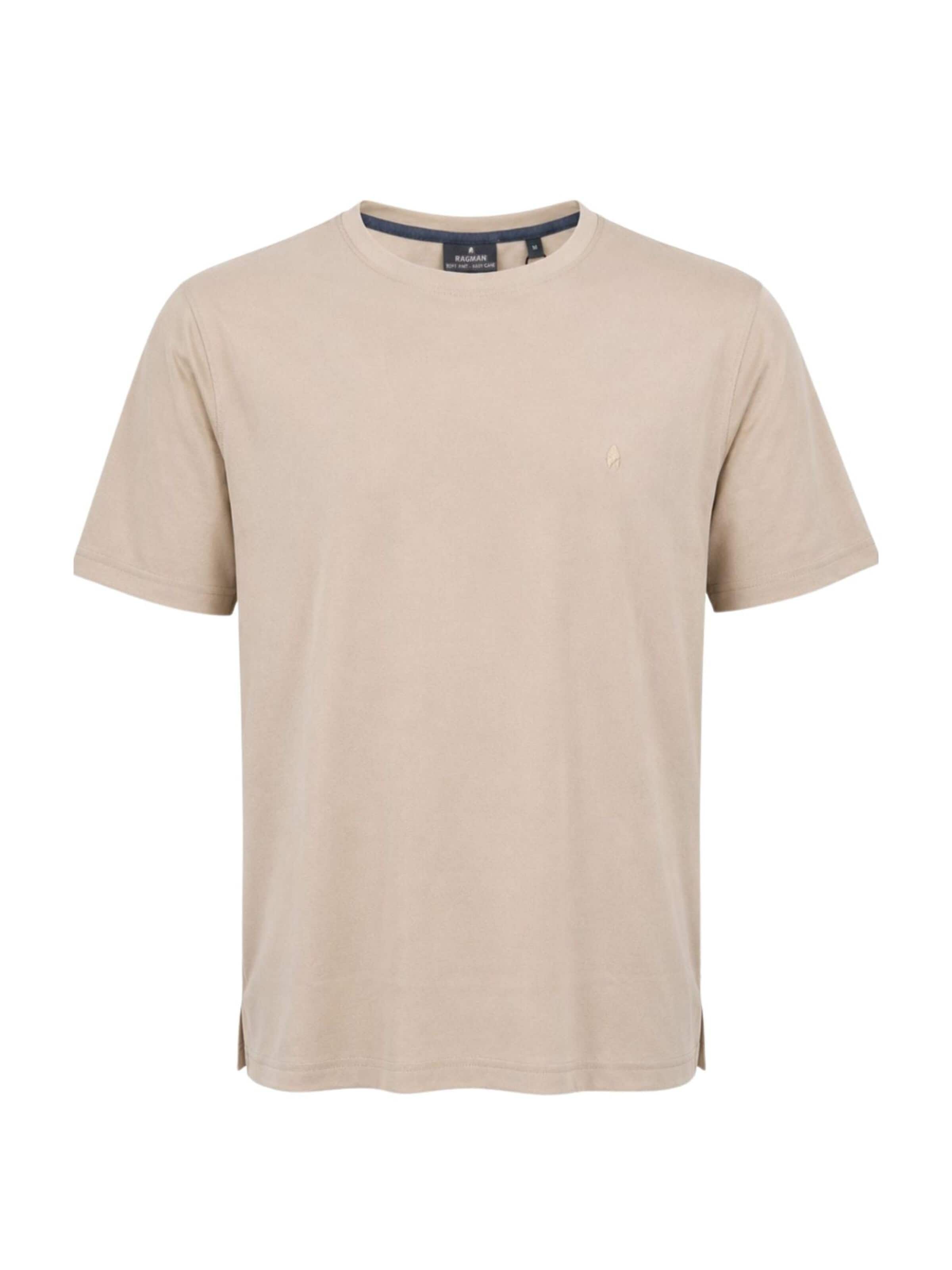 T-Shirt 'ROUND NECK SOLID' Ragman en beige : devant