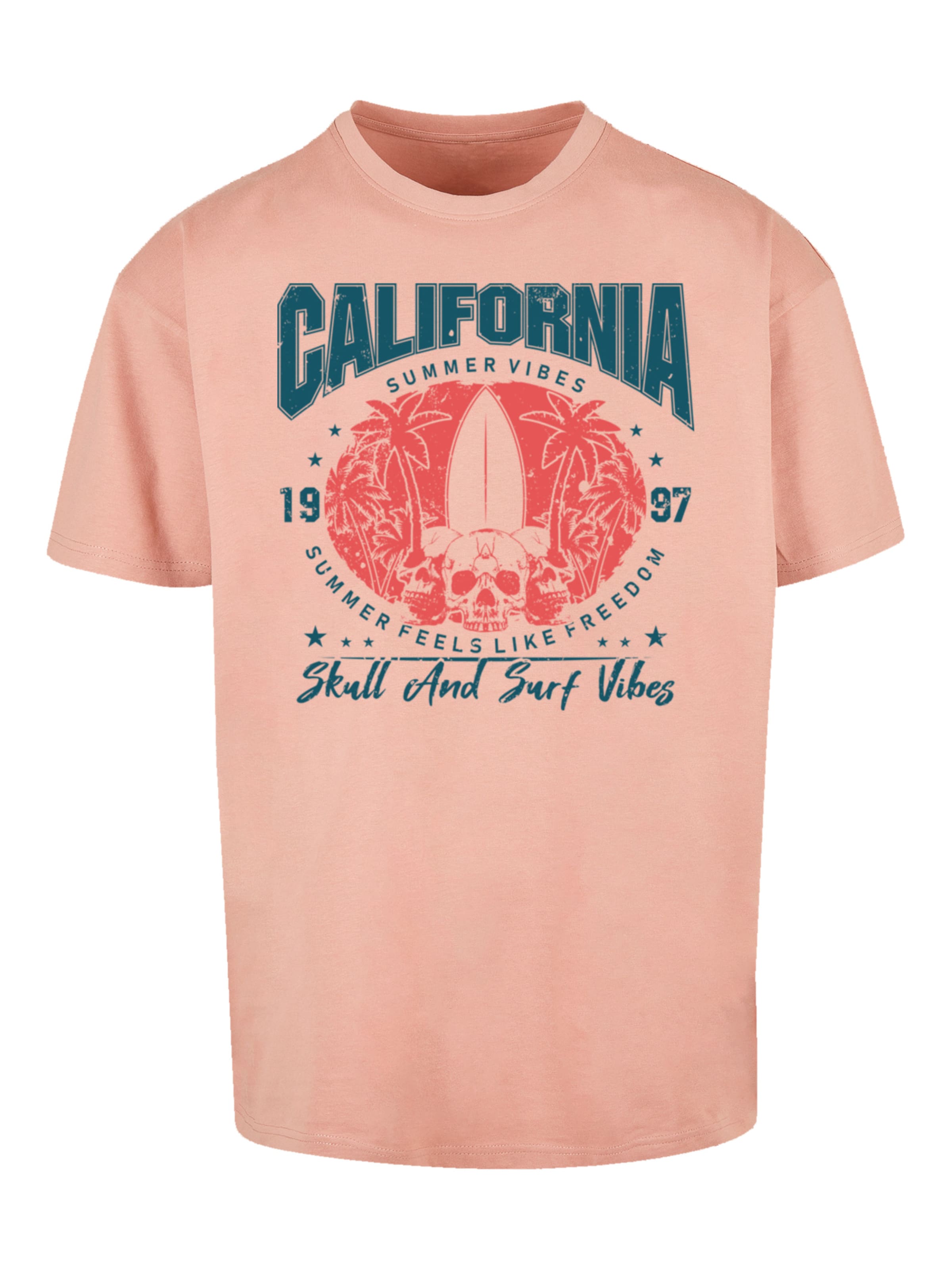 T-Shirt 'California skull summer vibes' F4NT4STIC en orange : devant