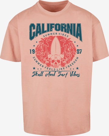T-Shirt 'California skull summer vibes' F4NT4STIC en orange : devant
