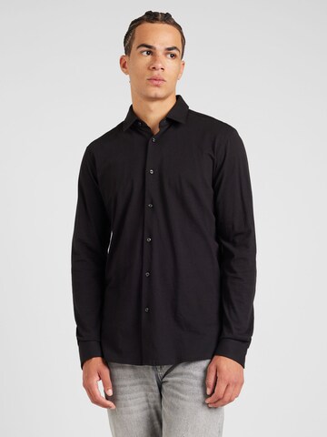 HUGO - Ajuste estrecho Camisa 'Elisha02' en negro: frente