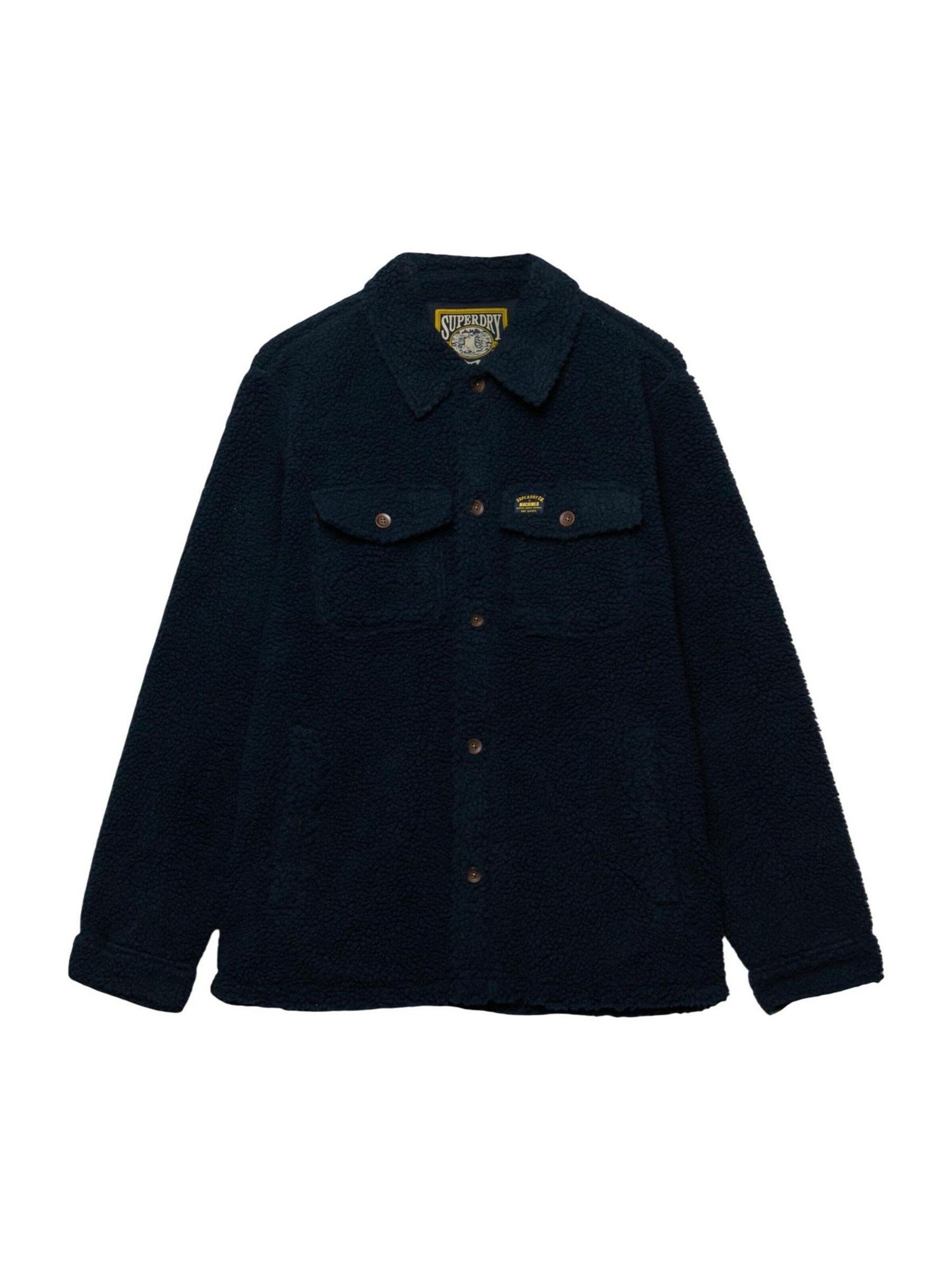 Superdry Fleece jas 'Retro Fleece Overshirt SDM4011190A' in Blauw
