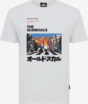 Oldskull Shirt 'Asian Icons Legends Walking Graphic' in White: front