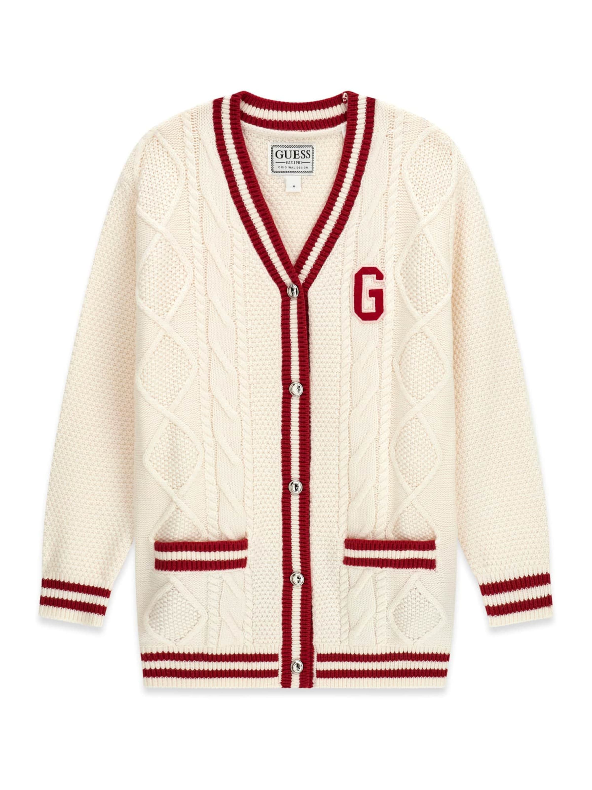 GUESS Knit Cardigan in Beige: front