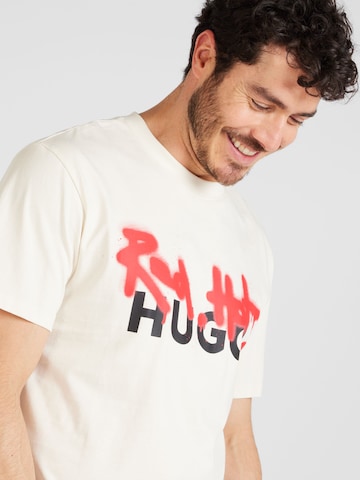 HUGO T-shirt 'Dinricko' i vit