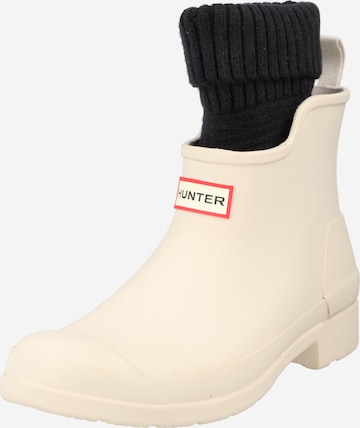 Bottes en caoutchouc HUNTER en beige : devant