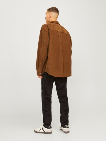 JACK & JONES Comfort fit Button Up Shirt 'JORBlicher' in Brown