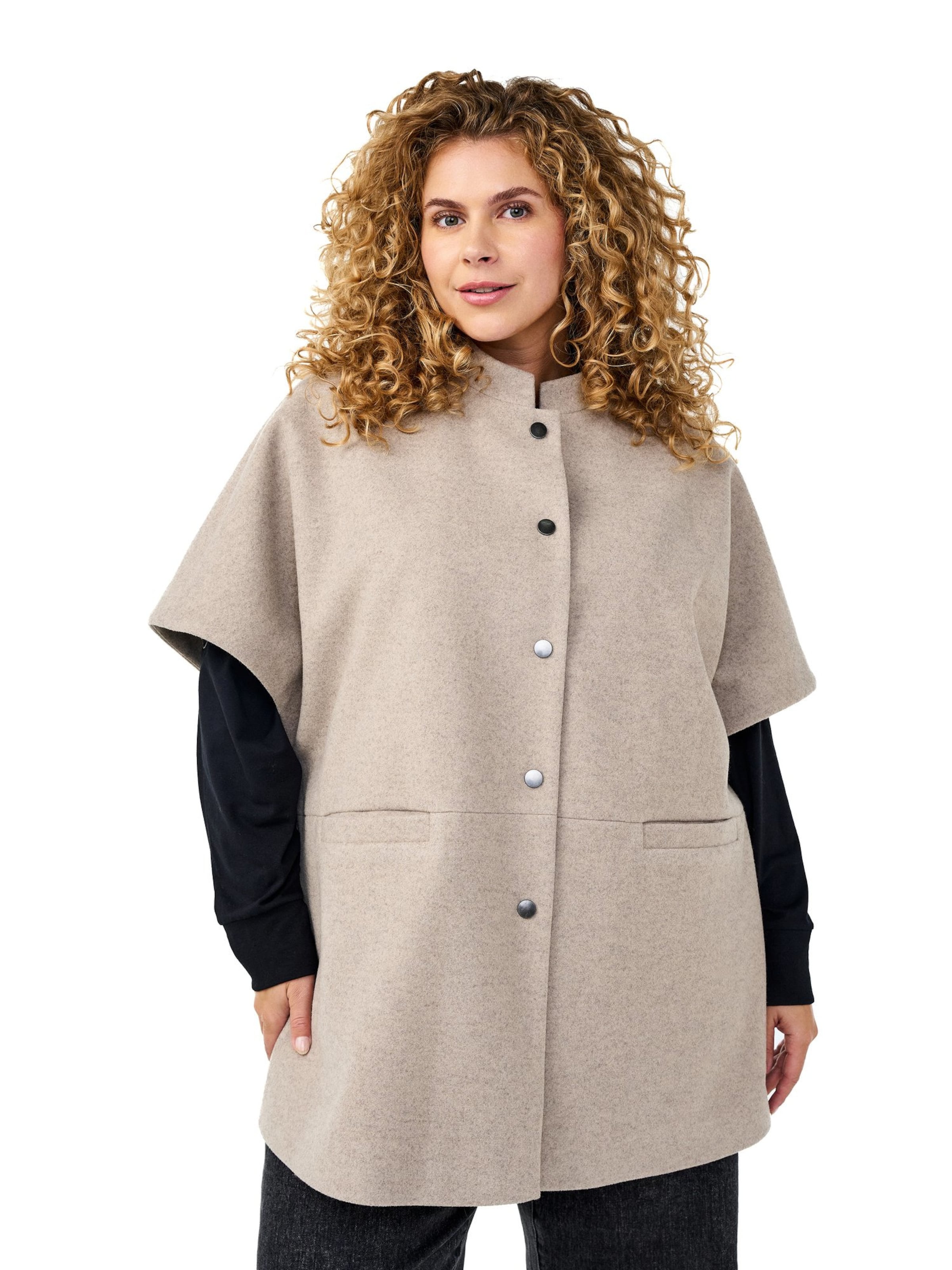 Palton de primăvară-toamnă 'MBARCELONA' de la Zizzi pe bej: față