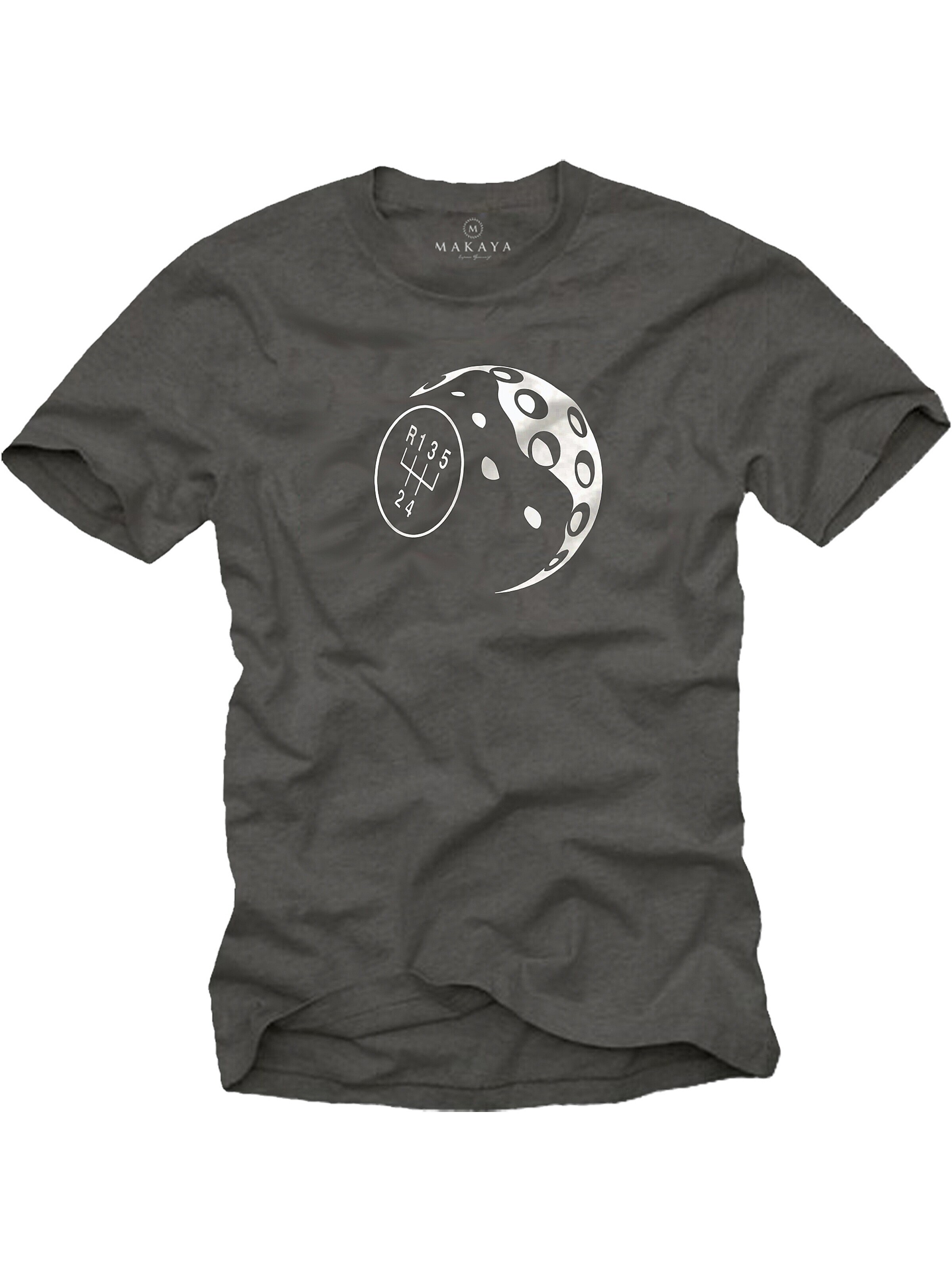 MAKAYA Shirt 'Schaltknauf' in Grey: front