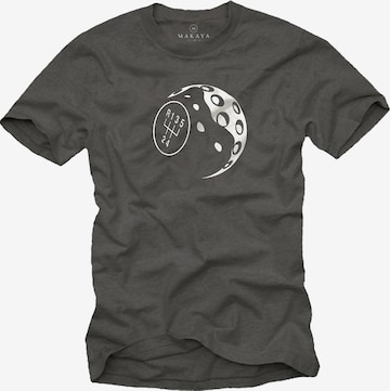 MAKAYA Shirt 'Schaltknauf' in Grey: front