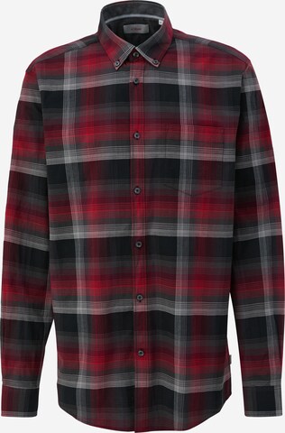 s.Oliver Men Big Sizes Button Up Shirt in Red: front