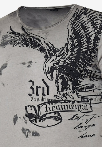 Rusty Neal T-Shirt mit modernem Front & Back Print 'American Eagle' in Grau