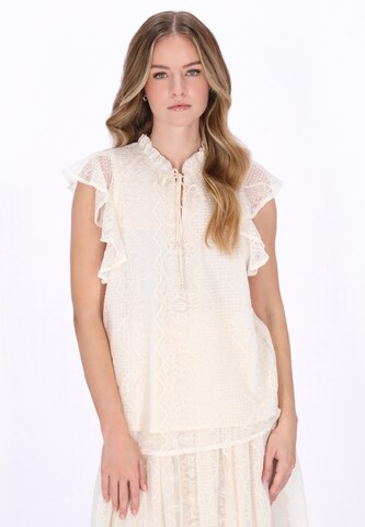 DreiMaster Vintage Blouse in Wit: voorkant