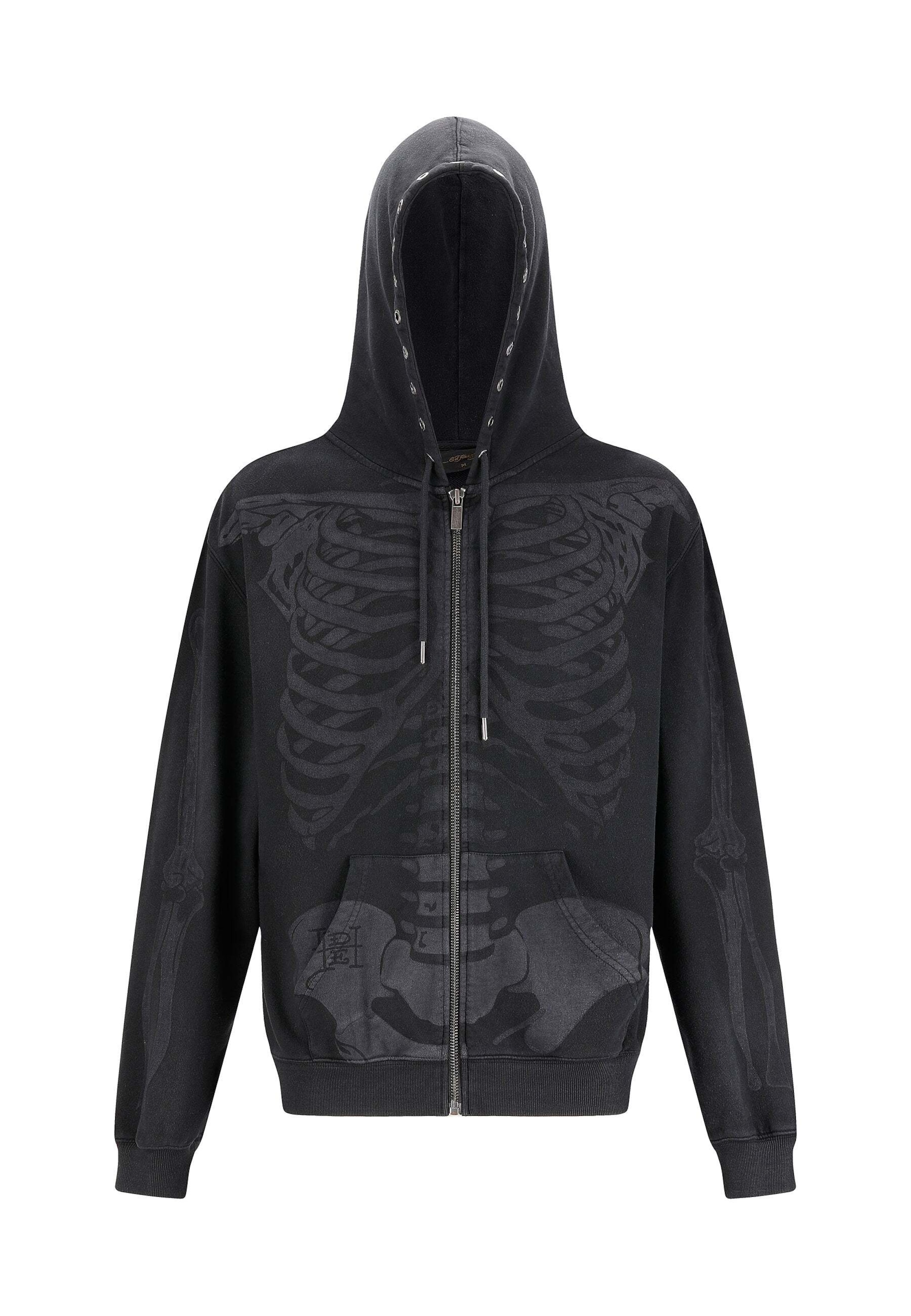 Ed Hardy Tréning dzseki 'Skelett in Säure' - szürke: elől