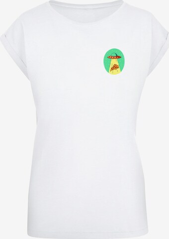 Mister Tee Shirt 'Ufo Pizza' in White: front