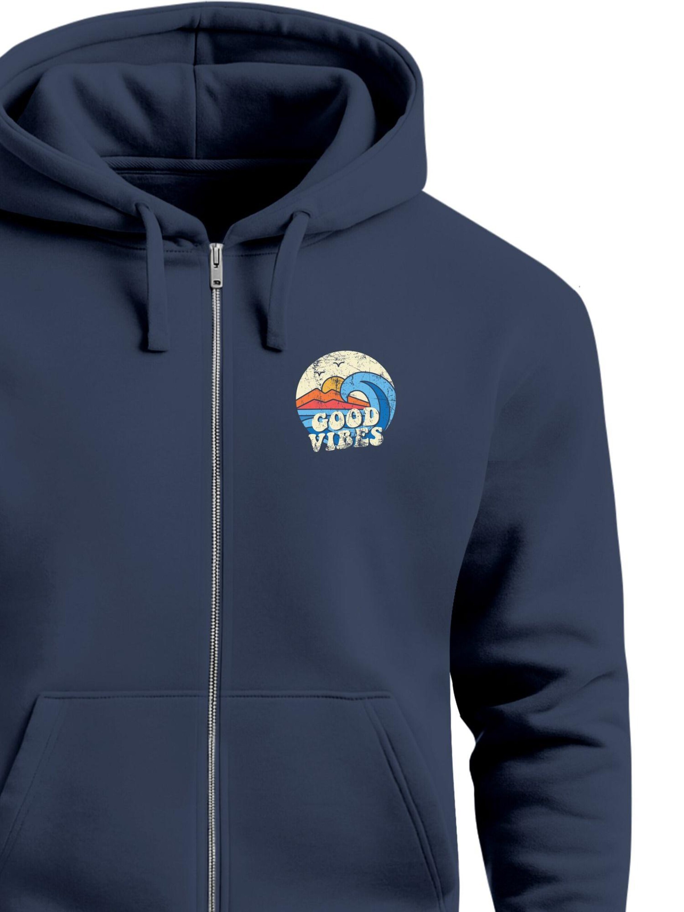 Neverless Zip-Up Hoodie 'Good Vibes' in Blue