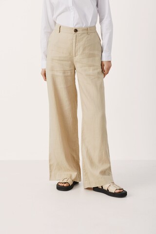 Part Two Wide leg Broek 'NinnesPW' in Beige: voorkant