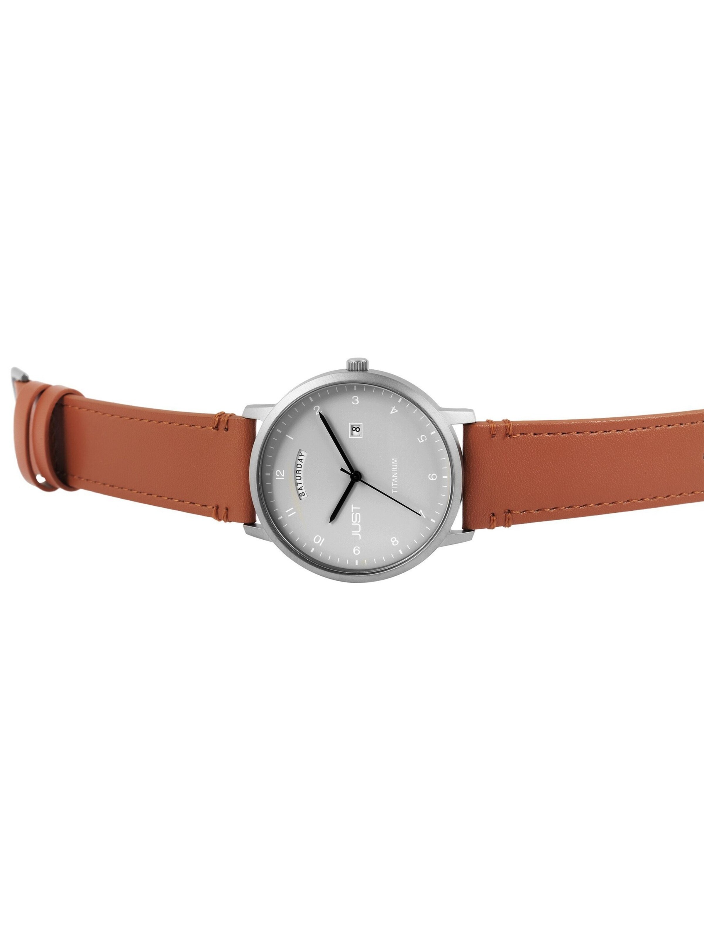JUST Analog Watch 'Fanis, Datumsanzeige' in Brown: front