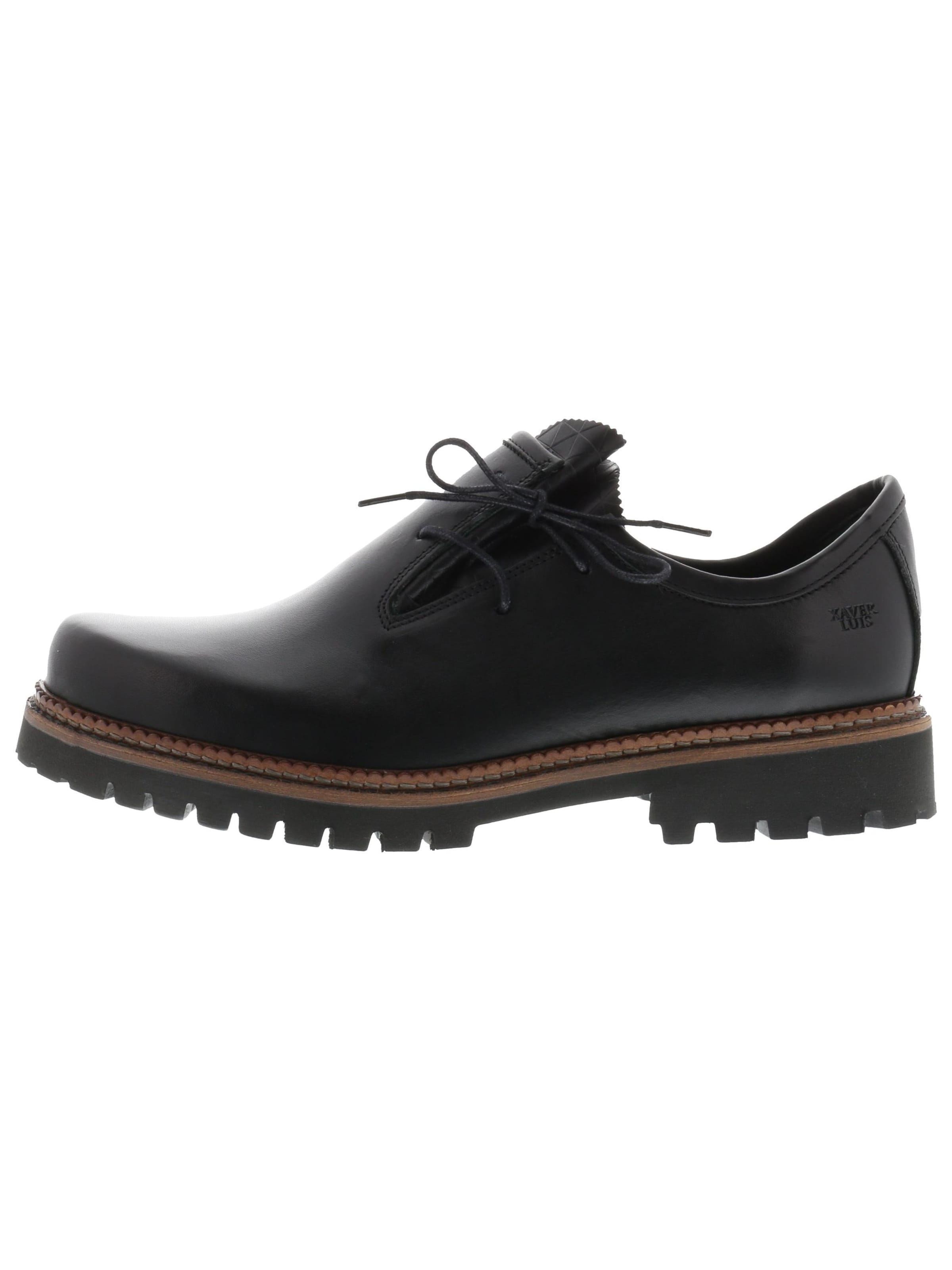 XAVER LUIS Schuhmanufaktur Traditional Shoes 'LUIS - Haferlschuhe mit Profilsohle' in Black: front
