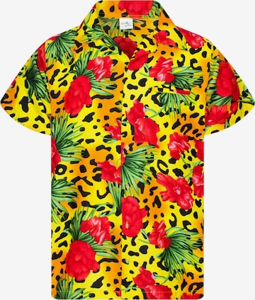 King Kameha Shirt 'Leopard Flowers' in Gelb: Vorderseite