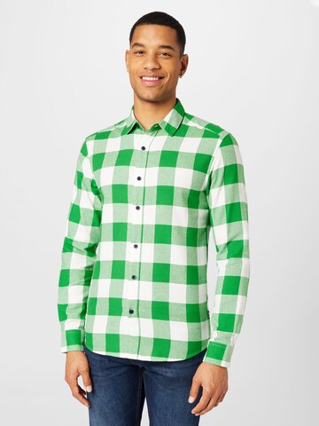 Only & Sons Slim fit Button Up Shirt 'Gudmund' in Green: front
