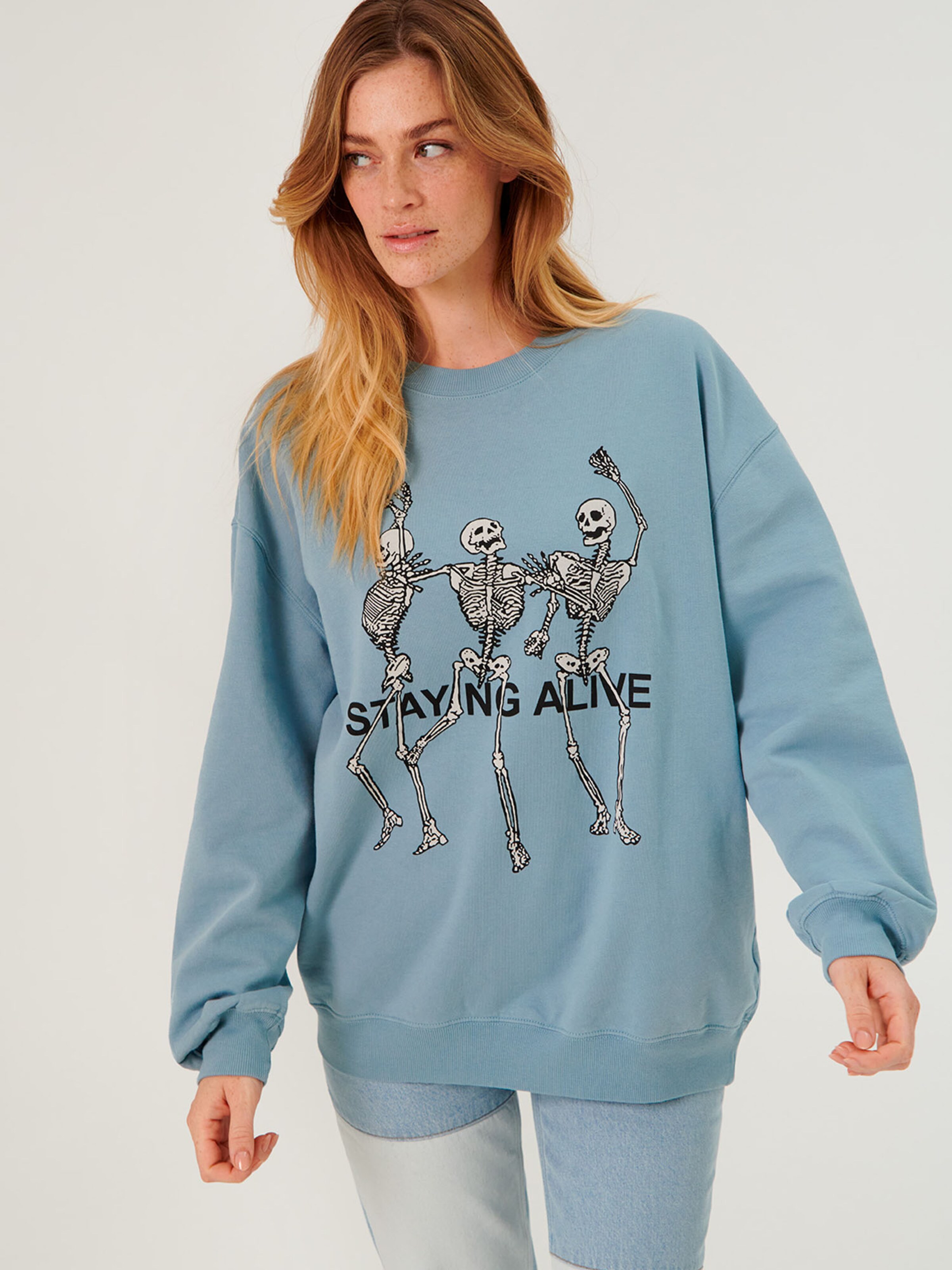 Frauen Große Größen x Swalina&Linus Sweatshirt 'Hamza' (GOTS) in Blau - EG00074 Frauen Große Größen x Swalina&Linus Sweatshirt 'Hamza' (GOTS) in Blau - EG00074