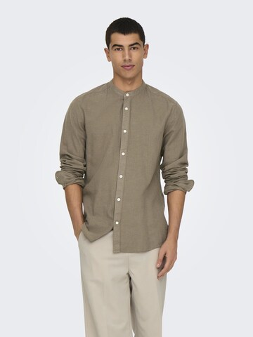 Slim fit Camicia 'Caiden' di Only & Sons in marrone: frontale