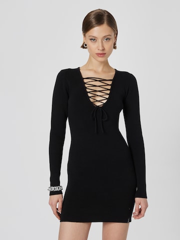 VIERVIER Плетена рокля 'Hedi' в черно: отпред