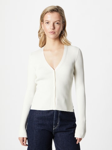 Abercrombie & Fitch Cardigan 'GLOSSY' i hvid: forside