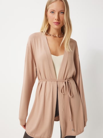 Happiness İstanbul Πλεκτή ζακέτα σε μπεζ: μπροστά