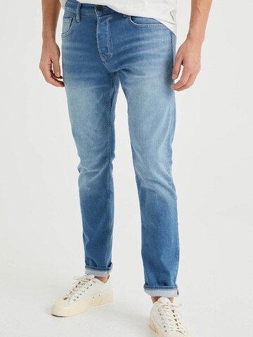 WE Fashion Slimfit Jeans in Blauw: voorkant