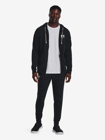 UNDER ARMOUR Tapered Sportbroek 'Rival Terry' in Zwart