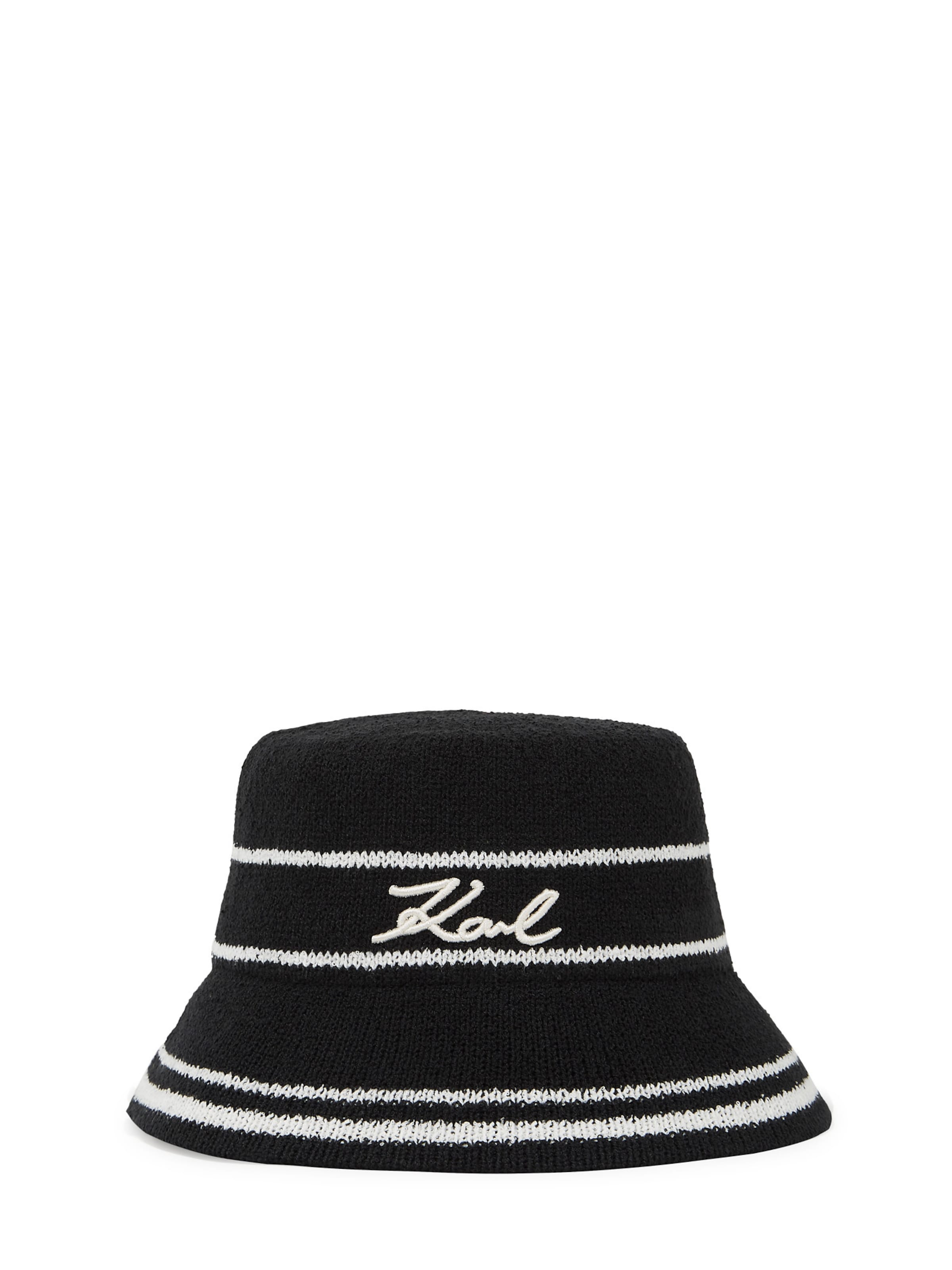 melns Karl Lagerfeld Hūte: no priekšpuses