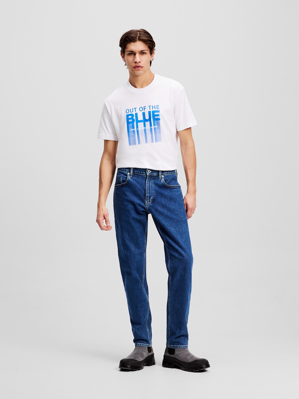Tapered Jeans de la KARL LAGERFELD JEANS pe albastru: față