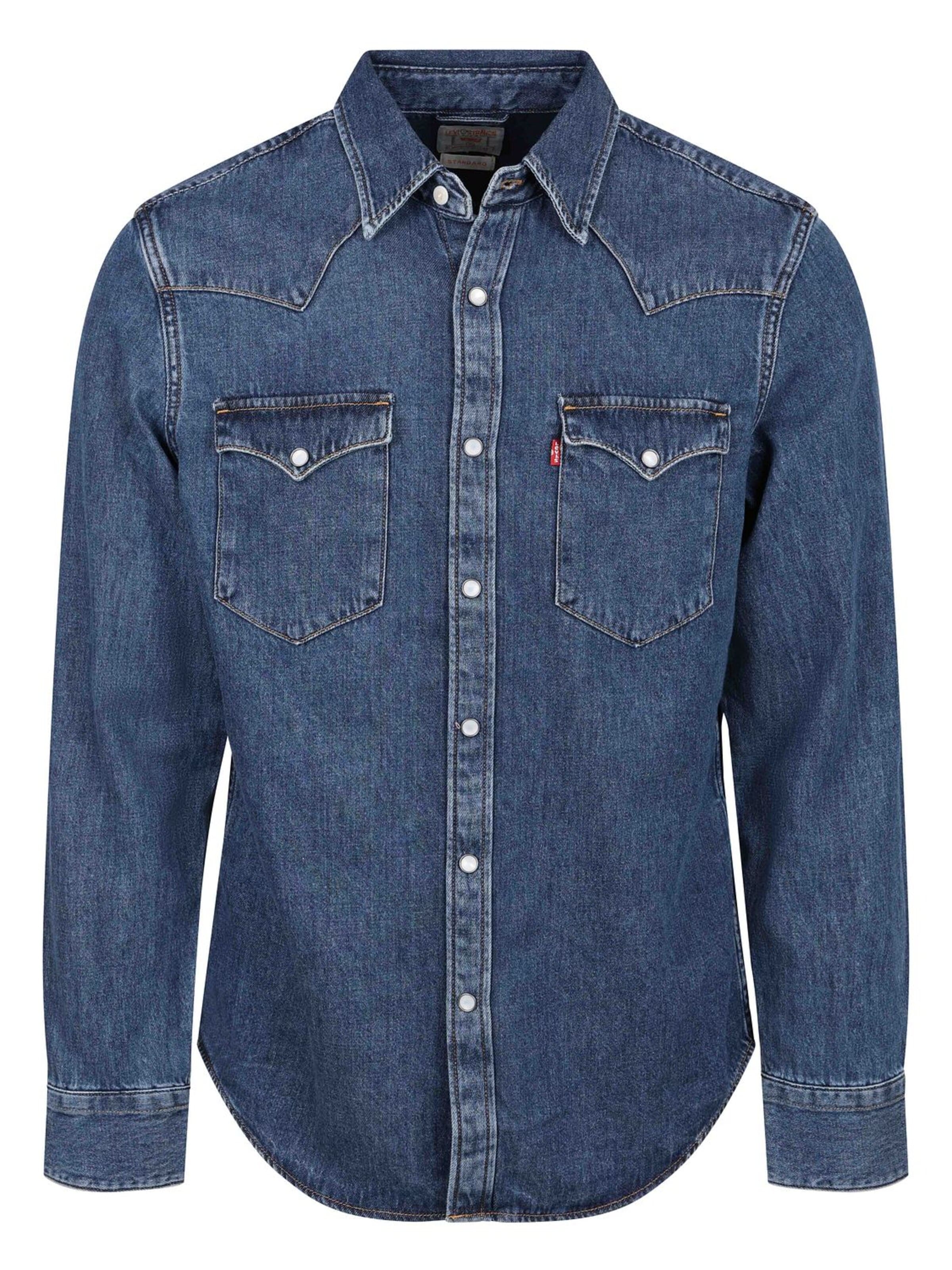 LEVI'S ® Between-season jacket 'M' Barstow Western Standard Lower Haight Med Indigo Flat Finish Shirt' in Mixed colours: front