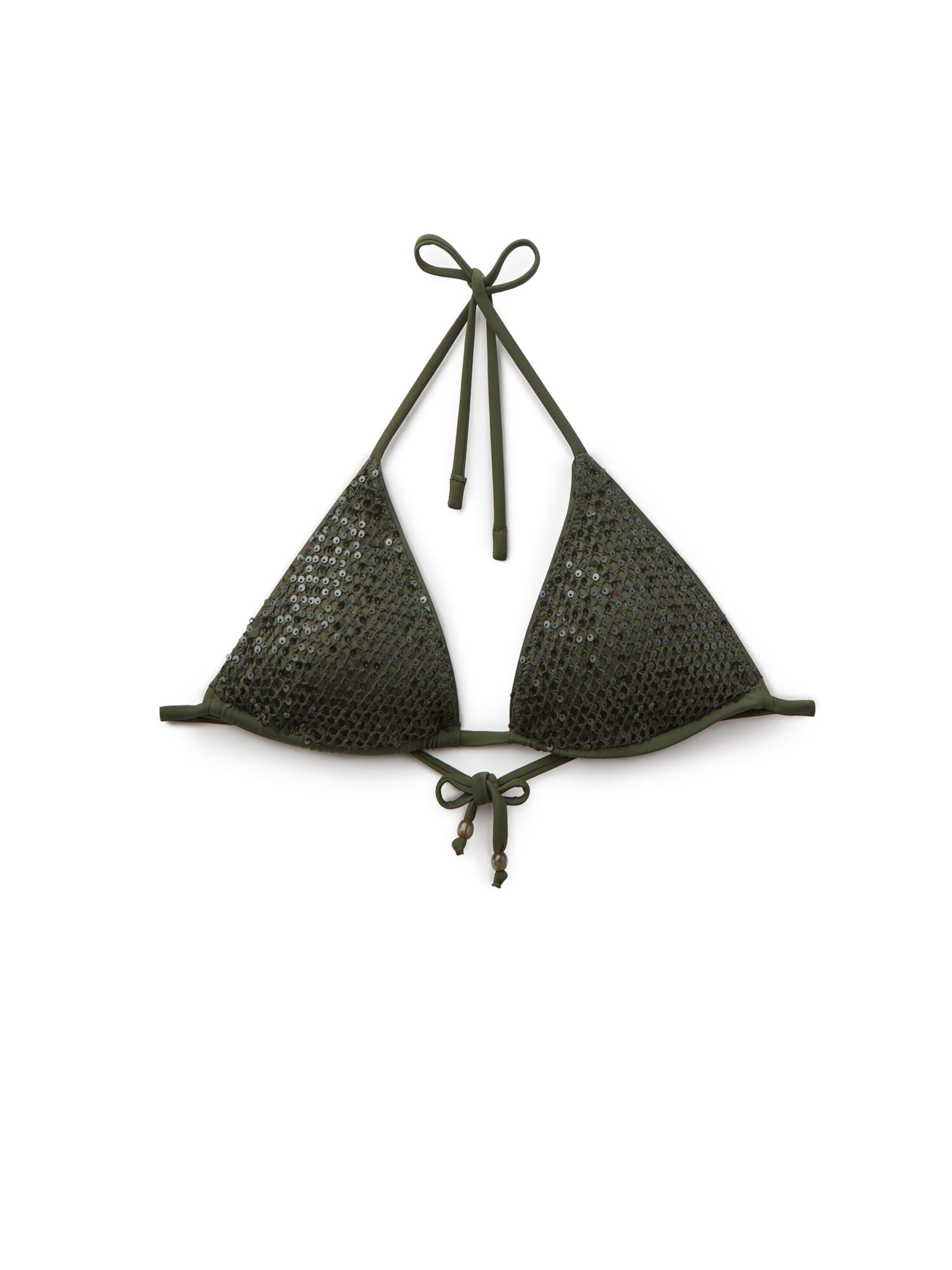 CALZEDONIA Triangle Bikini Top 'Sequin Net' in Green: front