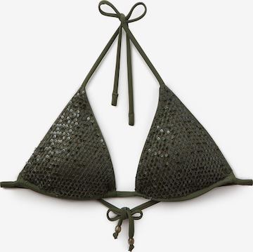 CALZEDONIA Triangle Bikini Top 'Sequin Net' in Green: front