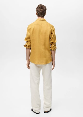 MANGO MAN Regular fit Button Up Shirt 'Parrot' in Yellow