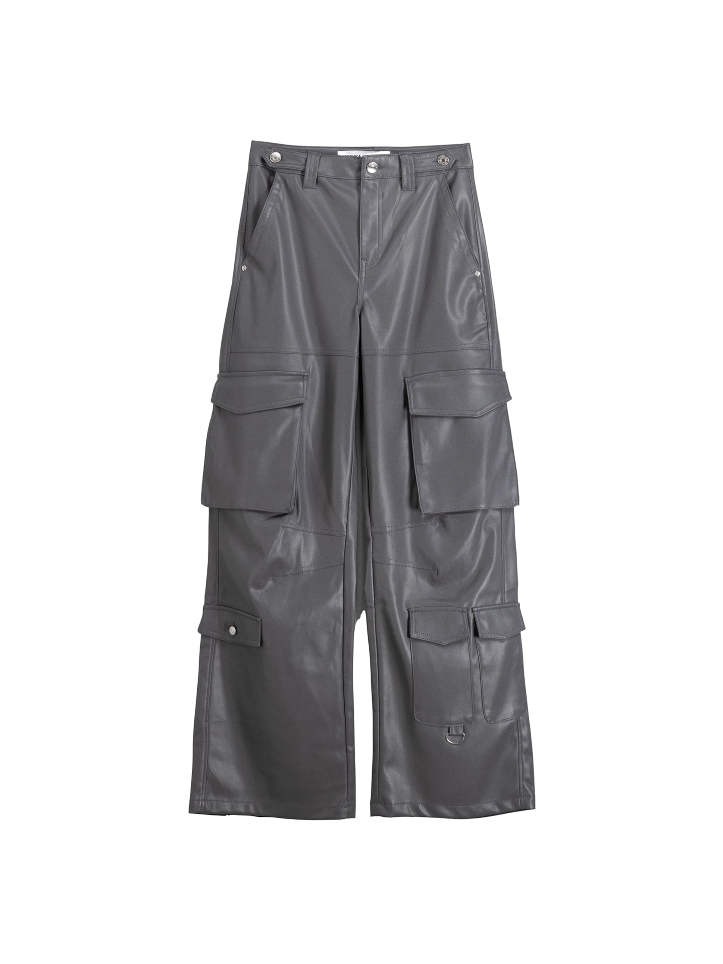 Bershka Loosefit Cargo nadrágok - szürke: elől