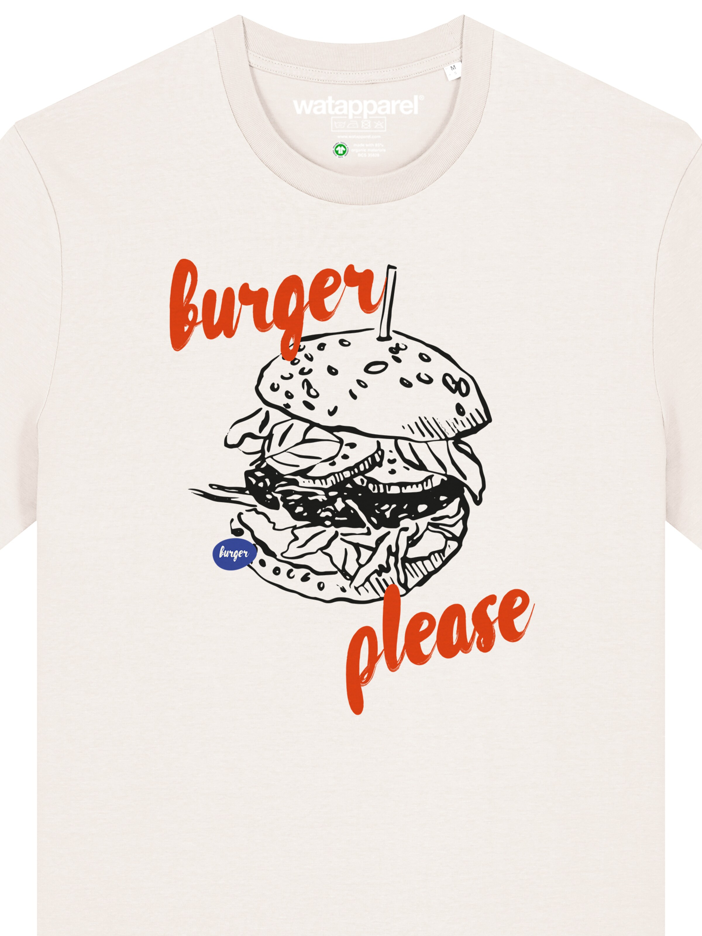 Watapparel Shirt 'Burger Please' in Wit